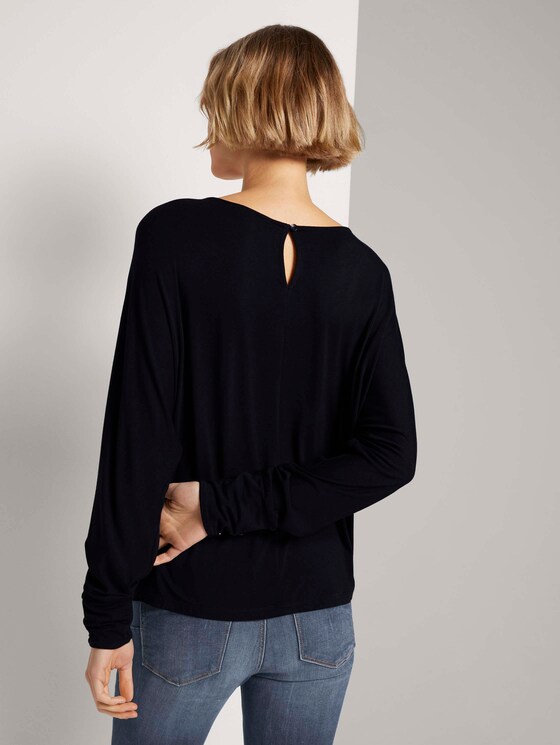 Jersey Langarmshirt mit Knopffetail - Frauen - Deep Black Jersey Langarmshirt mit Knopffetail - Frauen - Deep Black - 2 - TOM TAILOR Denim