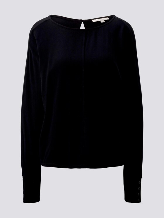 Jersey Langarmshirt mit Knopffetail - Frauen - Deep Black Jersey Langarmshirt mit Knopffetail - Frauen - Deep Black - 7 - TOM TAILOR Denim