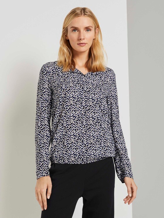 Blouse met dessin en kraag - Vrouwen - black tree design Blouse met dessin en kraag - Vrouwen - black tree design - 1 - TOM TAILOR