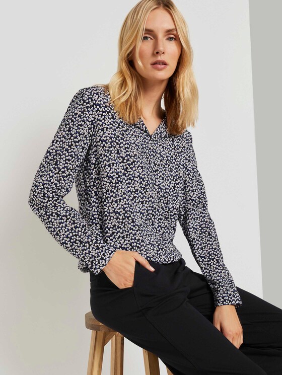 Blouse met dessin en kraag - Vrouwen - black tree design Blouse met dessin en kraag - Vrouwen - black tree design - 5 - TOM TAILOR