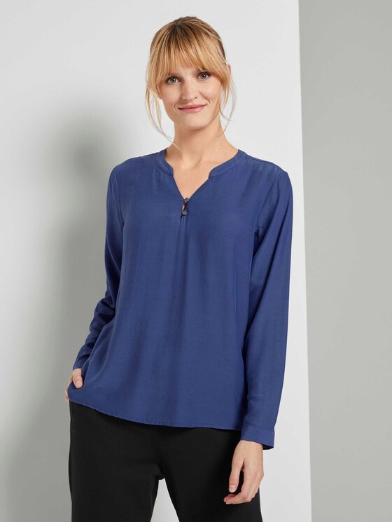 Basic Bluse mit Knopfdetails - Frauen - deep ultramarine blue Basic Bluse mit Knopfdetails - Frauen - deep ultramarine blue - 1 - TOM TAILOR