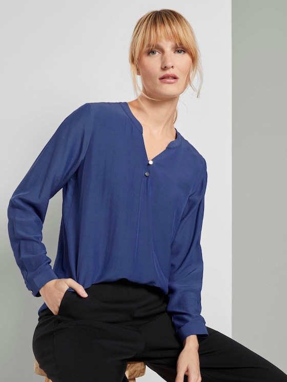 Basic Bluse mit Knopfdetails - Frauen - deep ultramarine blue Basic Bluse mit Knopfdetails - Frauen - deep ultramarine blue - 5 - TOM TAILOR