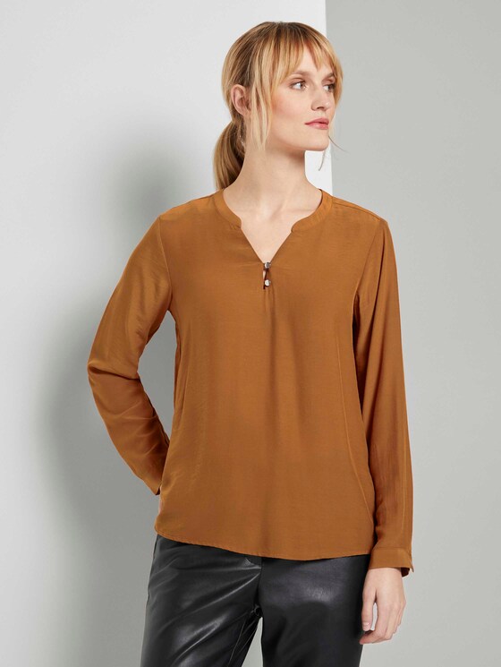 Basic Bluse mit Knopfdetails - Frauen - tawny brown Basic Bluse mit Knopfdetails - Frauen - tawny brown - 1 - TOM TAILOR