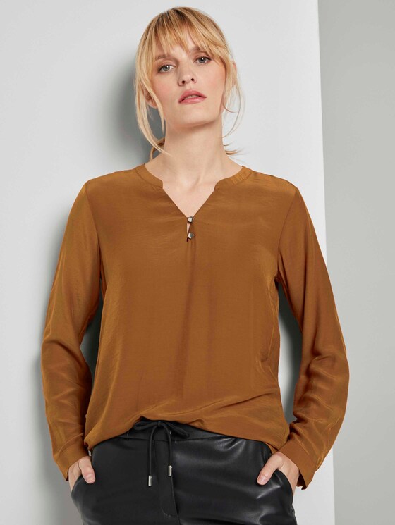 Basic Bluse mit Knopfdetails - Frauen - tawny brown Basic Bluse mit Knopfdetails - Frauen - tawny brown - 5 - TOM TAILOR