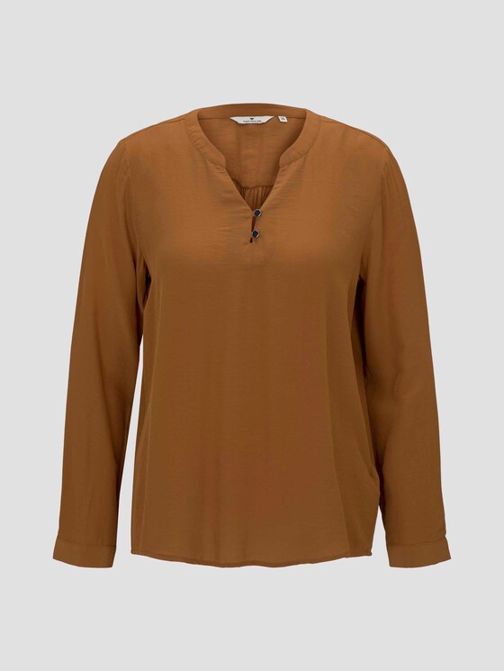 Basic Bluse mit Knopfdetails - Frauen - tawny brown Basic Bluse mit Knopfdetails - Frauen - tawny brown - 7 - TOM TAILOR