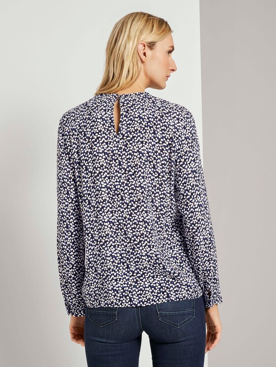 Gemusterte Bluse mit Faltendetails - Frauen - black tree design Gemusterte Bluse mit Faltendetails - Frauen - black tree design - 2 - TOM TAILOR
