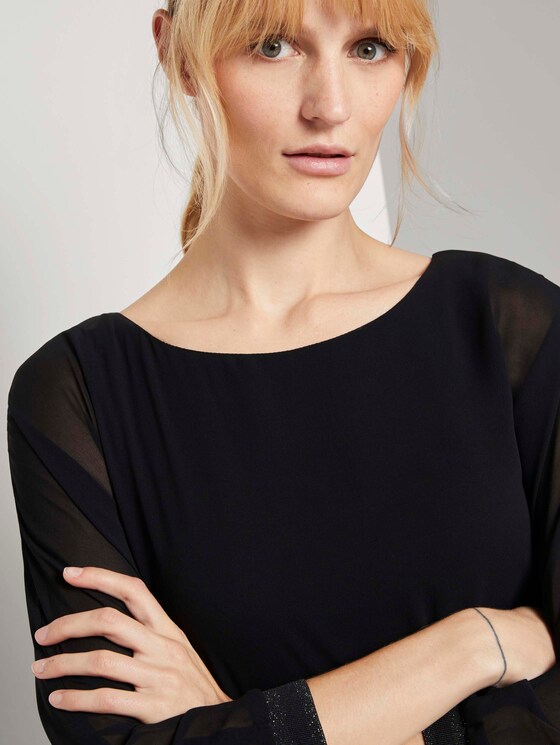 Chiffon Bluse mit Fledermausärmeln - Frauen - Deep Black Chiffon Bluse mit Fledermausärmeln - Frauen - Deep Black - 9 - TOM TAILOR