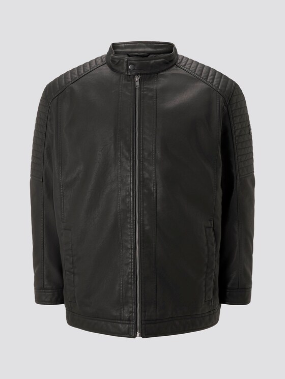 Bikerjacke mit Stehkragen aus Lederimitat - Männer - Black Bikerjacke mit Stehkragen aus Lederimitat - Männer - Black - 7 - Men Plus
