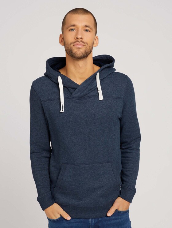 Hoodie mit Kapuzendetail - Männer - sky captain blue white melange Hoodie mit Kapuzendetail - Männer - sky captain blue white melange - 1 - TOM TAILOR
