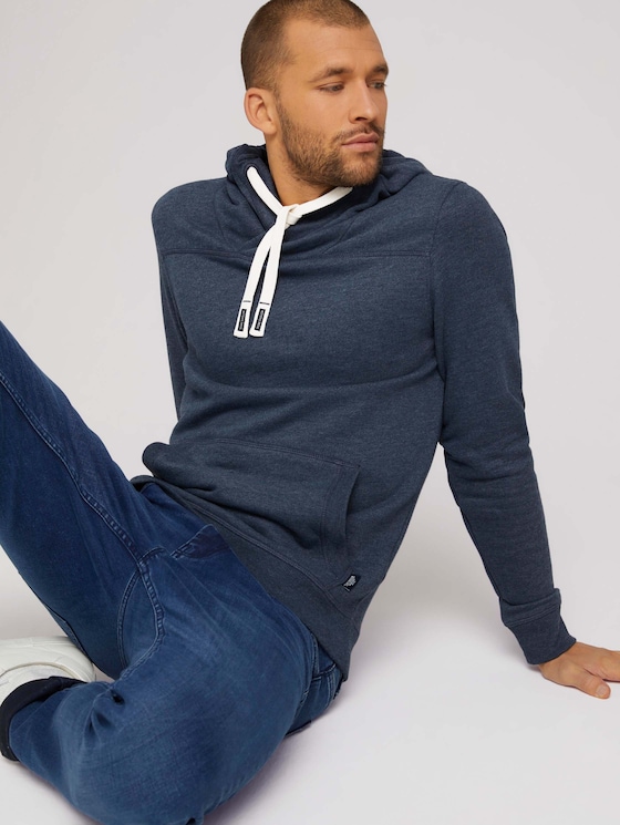 Sweat à capuche par Men, sky captain blue white melange