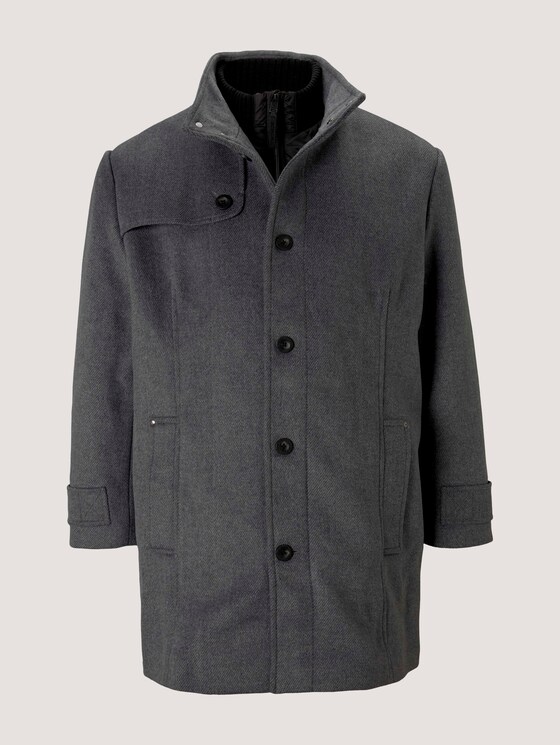 Jas met gewatteerde jas insert - Mannen - Mid Grey Wool Jacket Structure Jas met gewatteerde jas insert - Mannen - Mid Grey Wool Jacket Structure - 7 - Men Plus