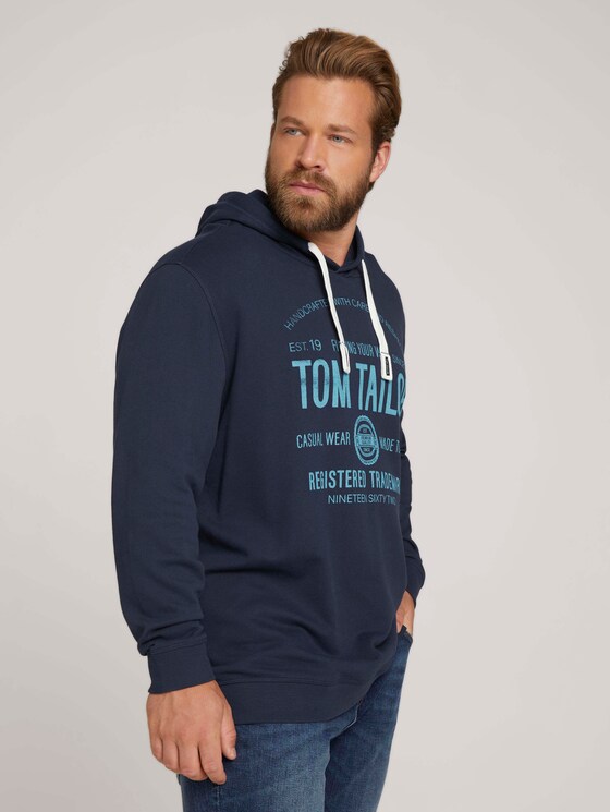 Hoodie mit Logo Print - Männer - Real Navy Blue Hoodie mit Logo Print - Männer - Real Navy Blue - 1 - Men Plus