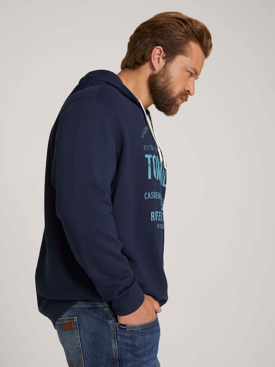 Hoodie mit Logo Print - Männer - Real Navy Blue Hoodie mit Logo Print - Männer - Real Navy Blue - 5 - Men Plus