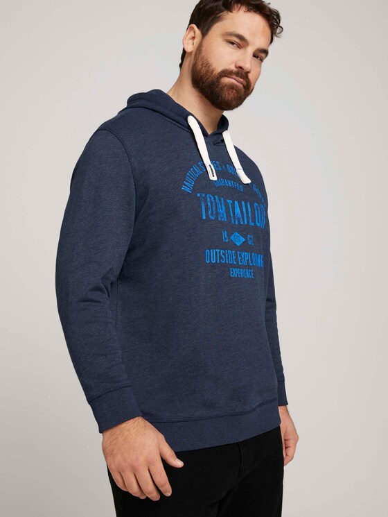 Hoodie mit Logo Print - Männer - sky captain blue white melange Hoodie mit Logo Print - Männer - sky captain blue white melange - 5 - Men Plus