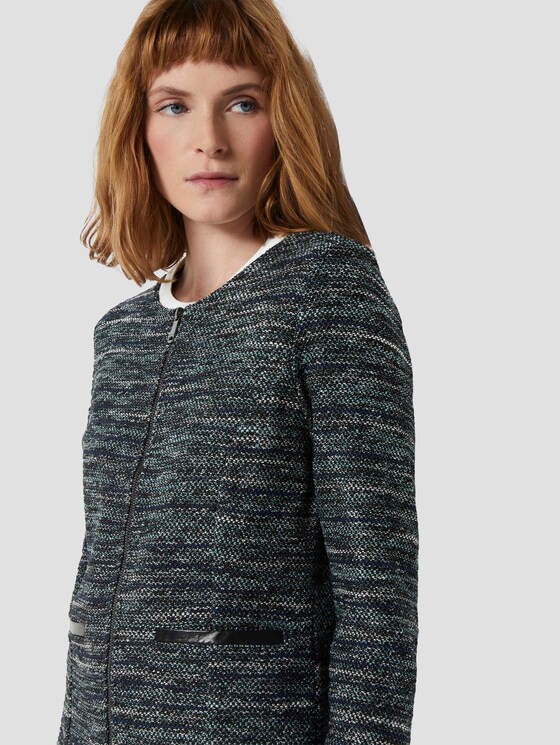 Boucle Zip Blazer - Vrouwen - mint black white boucle design Boucle Zip Blazer - Vrouwen - mint black white boucle design - 9 - TOM TAILOR