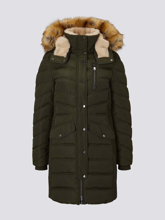 Puffermantel mit Fellkapuze - Frauen - Dark Rosin Green Puffermantel mit Fellkapuze - Frauen - Dark Rosin Green - 7 - TOM TAILOR