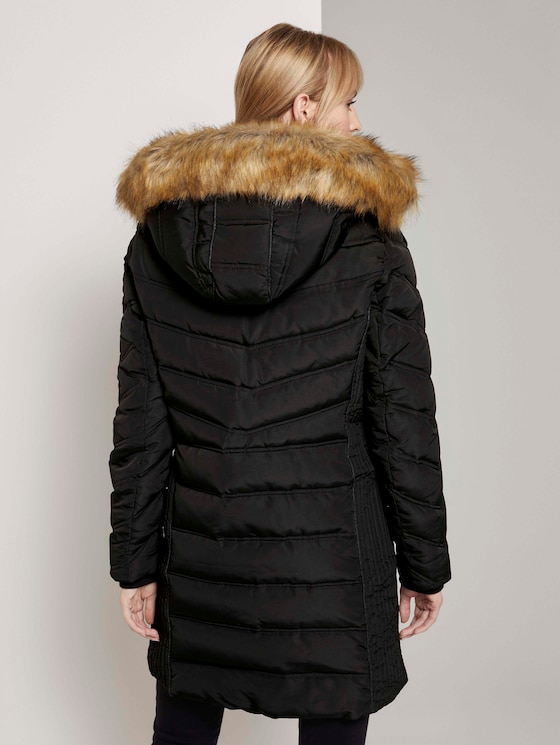 Puffer jas met bont hoodie door Women, deep black