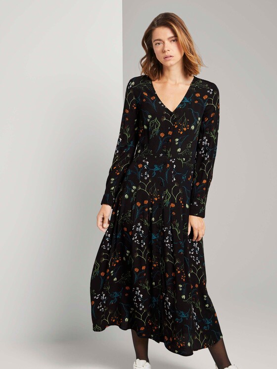 Midi Blusenkleid mit Blumenmuster - Frauen - black flower print Midi Blusenkleid mit Blumenmuster - Frauen - black flower print - 1 - TOM TAILOR Denim