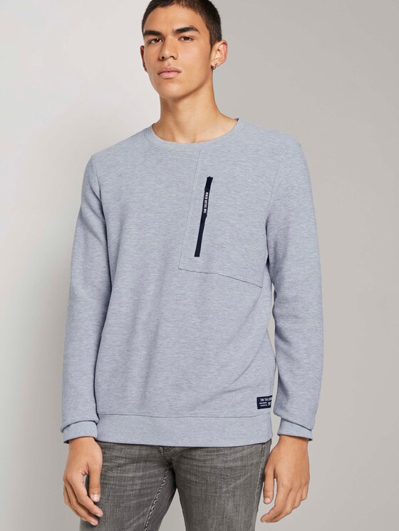Sweatshirt mit Reißverschluss - Männer - Light Stone Grey Melange Sweatshirt mit Reißverschluss - Männer - Light Stone Grey Melange - 5 - TOM TAILOR Denim