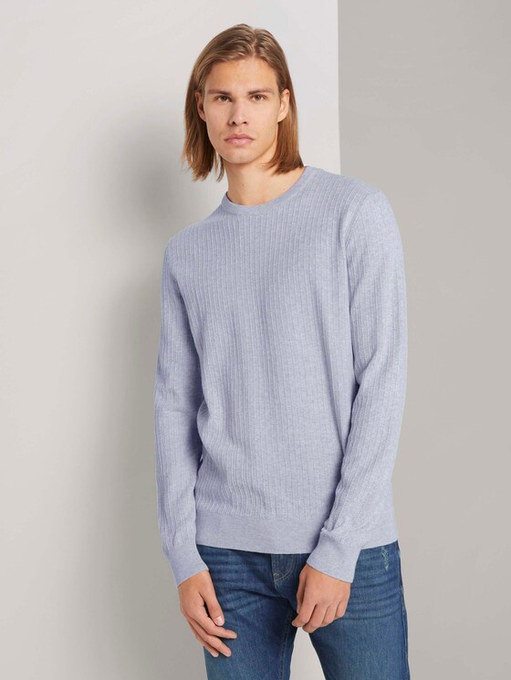 strukturierter Pullover - Männer - Light Stone Grey Melange strukturierter Pullover - Männer - Light Stone Grey Melange - 1 - TOM TAILOR Denim