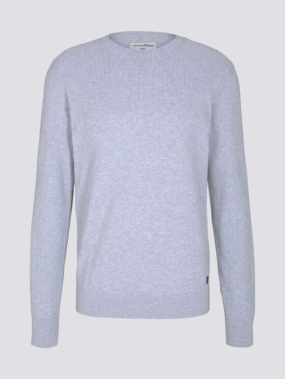 strukturierter Pullover - Männer - Light Stone Grey Melange strukturierter Pullover - Männer - Light Stone Grey Melange - 7 - TOM TAILOR Denim
