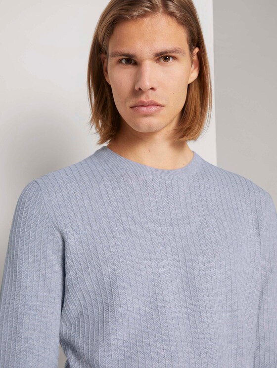 strukturierter Pullover - Männer - Light Stone Grey Melange strukturierter Pullover - Männer - Light Stone Grey Melange - 9 - TOM TAILOR Denim