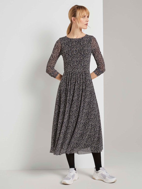 Gemustertes Midikleid aus Mesh - Frauen - black-melange-black Gemustertes Midikleid aus Mesh - Frauen - black-melange-black - 5 - TOM TAILOR