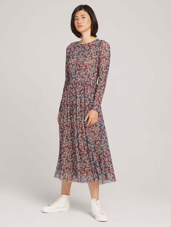 Gemustertes Midikleid aus Mesh - Frauen - pink blue multicolor ditsy Gemustertes Midikleid aus Mesh - Frauen - pink blue multicolor ditsy - 3 - TOM TAILOR