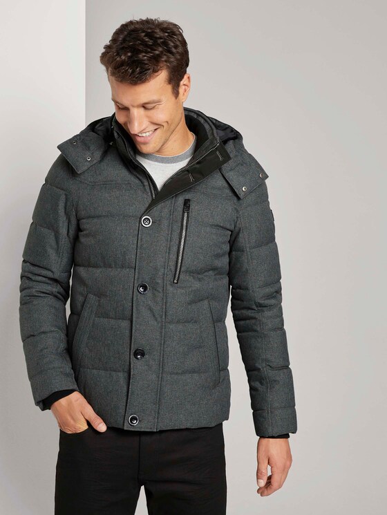 Pufferjacke mit abnehmbarer Kaupze - Männer - mid grey structure Pufferjacke mit abnehmbarer Kaupze - Männer - mid grey structure - 1 - TOM TAILOR
