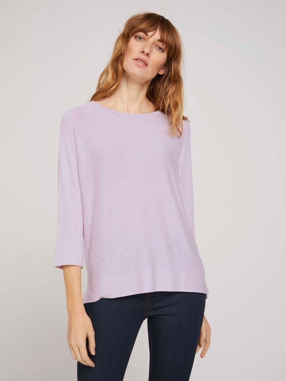3/4 Arm Shirt mit LENZING™ ECOVERO™ - Frauen - heather lilac melange 3/4 Arm Shirt mit LENZING™ ECOVERO™ - Frauen - heather lilac melange - 1 - TOM TAILOR