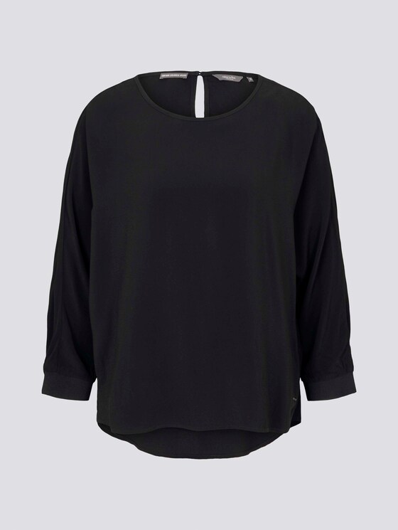 Lockere Bluse mit Rippbündchen - Frauen - Deep Black Lockere Bluse mit Rippbündchen - Frauen - Deep Black - 7 - Mine to five