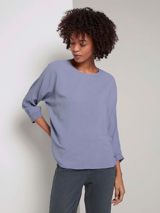 Lockere Bluse mit Rippbündchen - Frauen - fern blue Lockere Bluse mit Rippbündchen - Frauen - fern blue - 1 - Mine to five