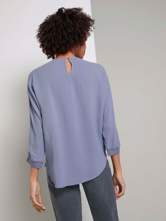 Lockere Bluse mit Rippbündchen - Frauen - fern blue Lockere Bluse mit Rippbündchen - Frauen - fern blue - 2 - Mine to five
