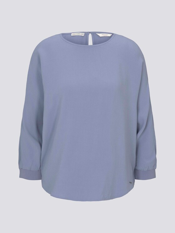 Lockere Bluse mit Rippbündchen - Frauen - fern blue Lockere Bluse mit Rippbündchen - Frauen - fern blue - 7 - Mine to five