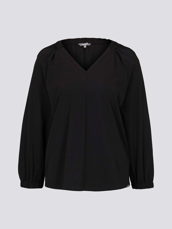 Blusenshirt mit elastischem Ärmelbund - Frauen - Deep Black Blusenshirt mit elastischem Ärmelbund - Frauen - Deep Black - 7 - Mine to five