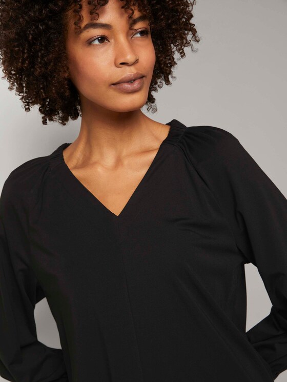 Blusenshirt mit elastischem Ärmelbund - Frauen - Deep Black Blusenshirt mit elastischem Ärmelbund - Frauen - Deep Black - 9 - Mine to five