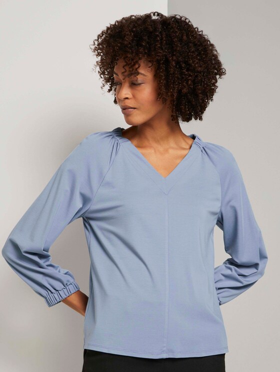 Blouse top met elastische mouwen - Vrouwen - fern blue Blouse top met elastische mouwen - Vrouwen - fern blue - 1 - Mine to five