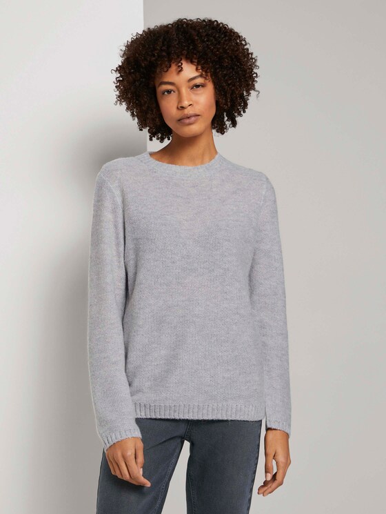 Zachte gebreide trui loose fit - Vrouwen - soft silver grey melange Zachte gebreide trui loose fit - Vrouwen - soft silver grey melange - 1 - Mine to five