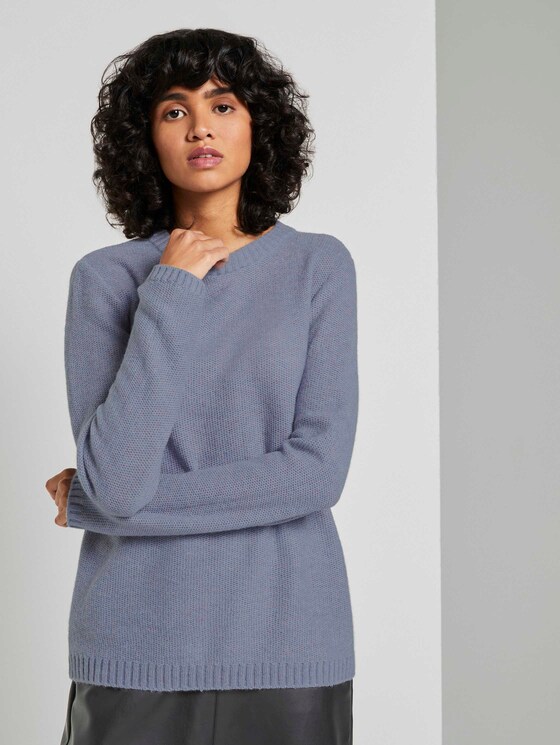 Weicher Strickpullover Loose Fit - Frauen - fern blue melange Weicher Strickpullover Loose Fit - Frauen - fern blue melange - 5 - Mine to five