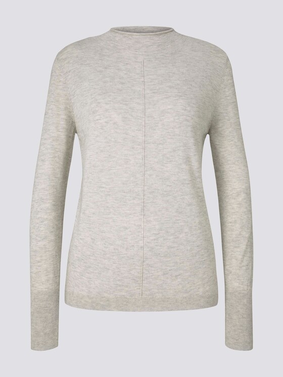 Feiner Strickpullover mit Stehkragen - Frauen - soft silver grey melange Feiner Strickpullover mit Stehkragen - Frauen - soft silver grey melange - 7 - Mine to five