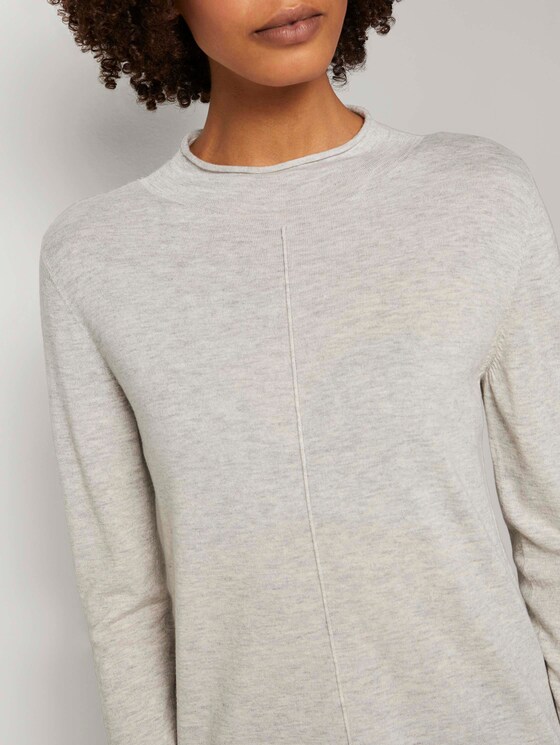Feiner Strickpullover mit Stehkragen - Frauen - soft silver grey melange Feiner Strickpullover mit Stehkragen - Frauen - soft silver grey melange - 9 - Mine to five