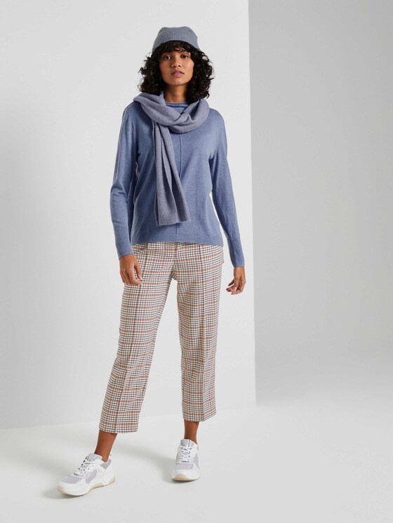 Feiner Strickpullover mit Stehkragen - Frauen - fern blue melange Feiner Strickpullover mit Stehkragen - Frauen - fern blue melange - 3 - Mine to five