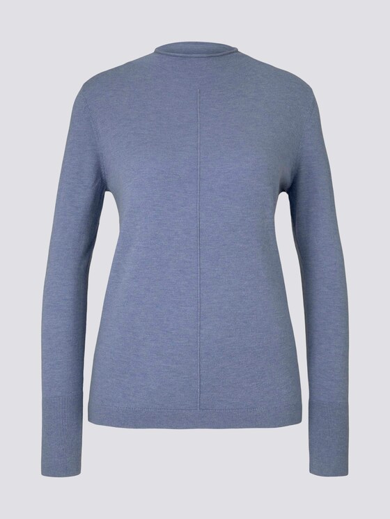 Feiner Strickpullover mit Stehkragen - Frauen - fern blue melange Feiner Strickpullover mit Stehkragen - Frauen - fern blue melange - 7 - Mine to five