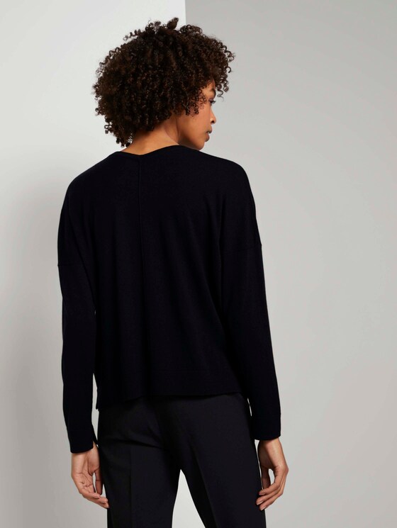 Loose Fit Cardigan aus Merinowolle - Frauen - Deep Black Loose Fit Cardigan aus Merinowolle - Frauen - Deep Black - 2 - Mine to five