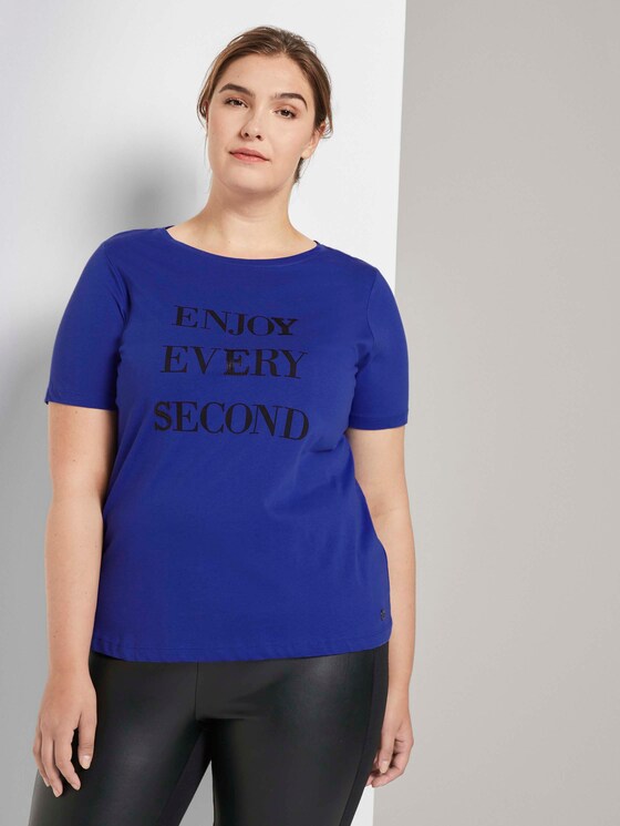 T-Shirt mit Pailletten-Applikation - Frauen - crest blue T-Shirt mit Pailletten-Applikation - Frauen - crest blue - 1 - My True Me