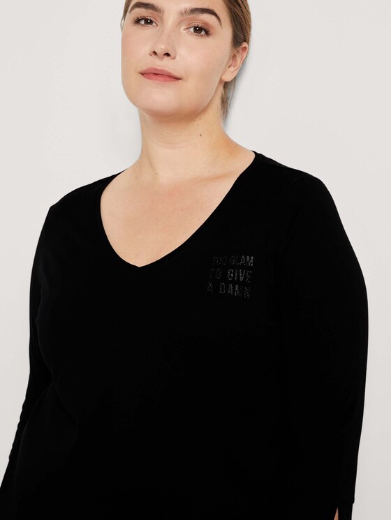 T-Shirt mit V-Ausschnitt - Frauen - Deep Black T-Shirt mit V-Ausschnitt - Frauen - Deep Black - 9 - My True Me