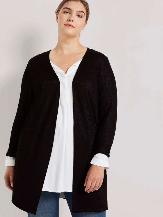 Shirt Cardigan mit Seitenschlitzen - Frauen - Deep Black Shirt Cardigan mit Seitenschlitzen - Frauen - Deep Black - 5 - My True Me