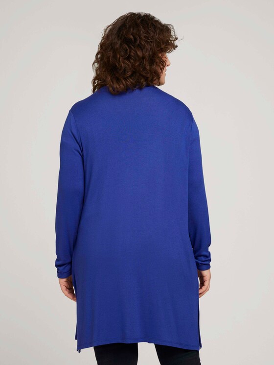 Curvy - Shirt Cardigan mit Seitenschlitzen - Frauen - crest blue Curvy - Shirt Cardigan mit Seitenschlitzen - Frauen - crest blue - 2 - My True Me