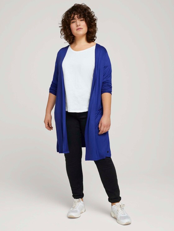 Curvy - Shirt Cardigan mit Seitenschlitzen - Frauen - crest blue Curvy - Shirt Cardigan mit Seitenschlitzen - Frauen - crest blue - 3 - My True Me