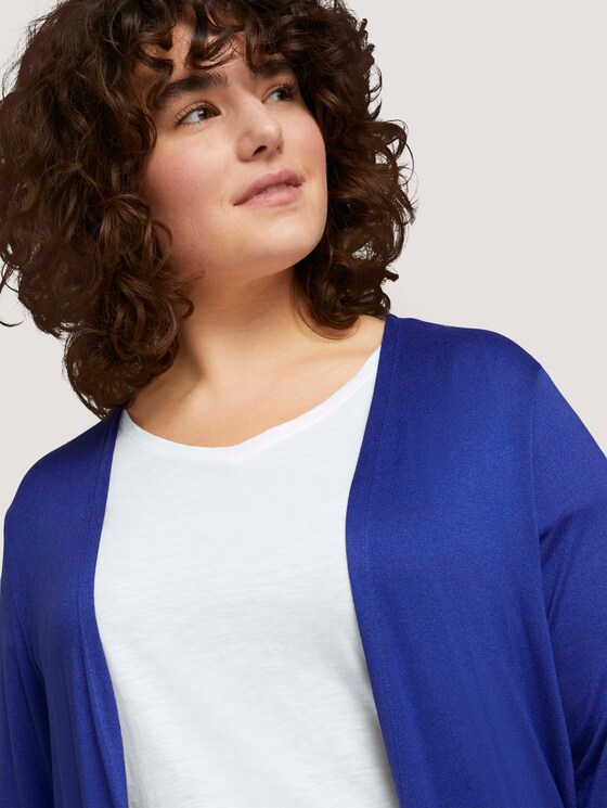 Curvy - Shirt Cardigan mit Seitenschlitzen - Frauen - crest blue Curvy - Shirt Cardigan mit Seitenschlitzen - Frauen - crest blue - 9 - My True Me